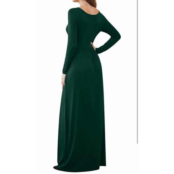 NEW Green Long Sleeve Empire Waist Maxi Dress - Picture 2 of 6